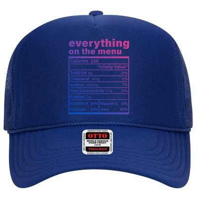 Everything On The U Nutrition Facts Thanksgiving Food Great Gift High Crown Mesh Back Trucker Hat