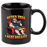 Eat Pizza And Beat Obesity 11oz C Handle Ceramic Mug