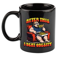 Eat Pizza And Beat Obesity 11oz C Handle Ceramic Mug