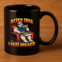 Eat Pizza And Beat Obesity 11oz C Handle Ceramic Mug