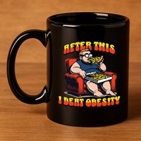 Eat Pizza And Beat Obesity 11oz C Handle Ceramic Mug