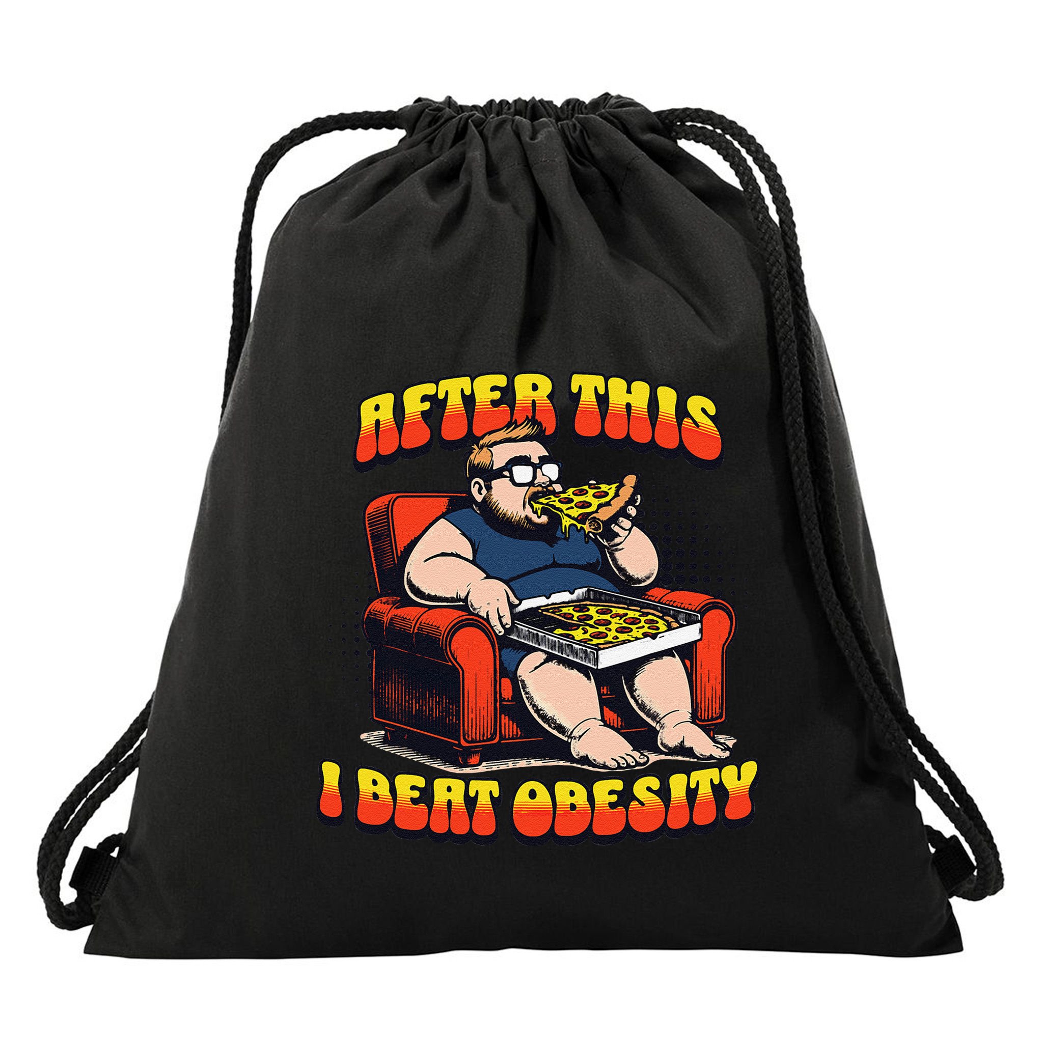 Eat Pizza And Beat Obesity Drawstring Bag