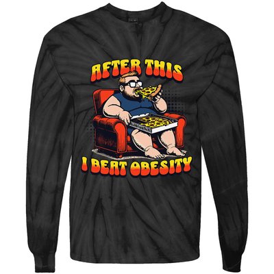 Eat Pizza And Beat Obesity Tie-Dye Long Sleeve Shirt