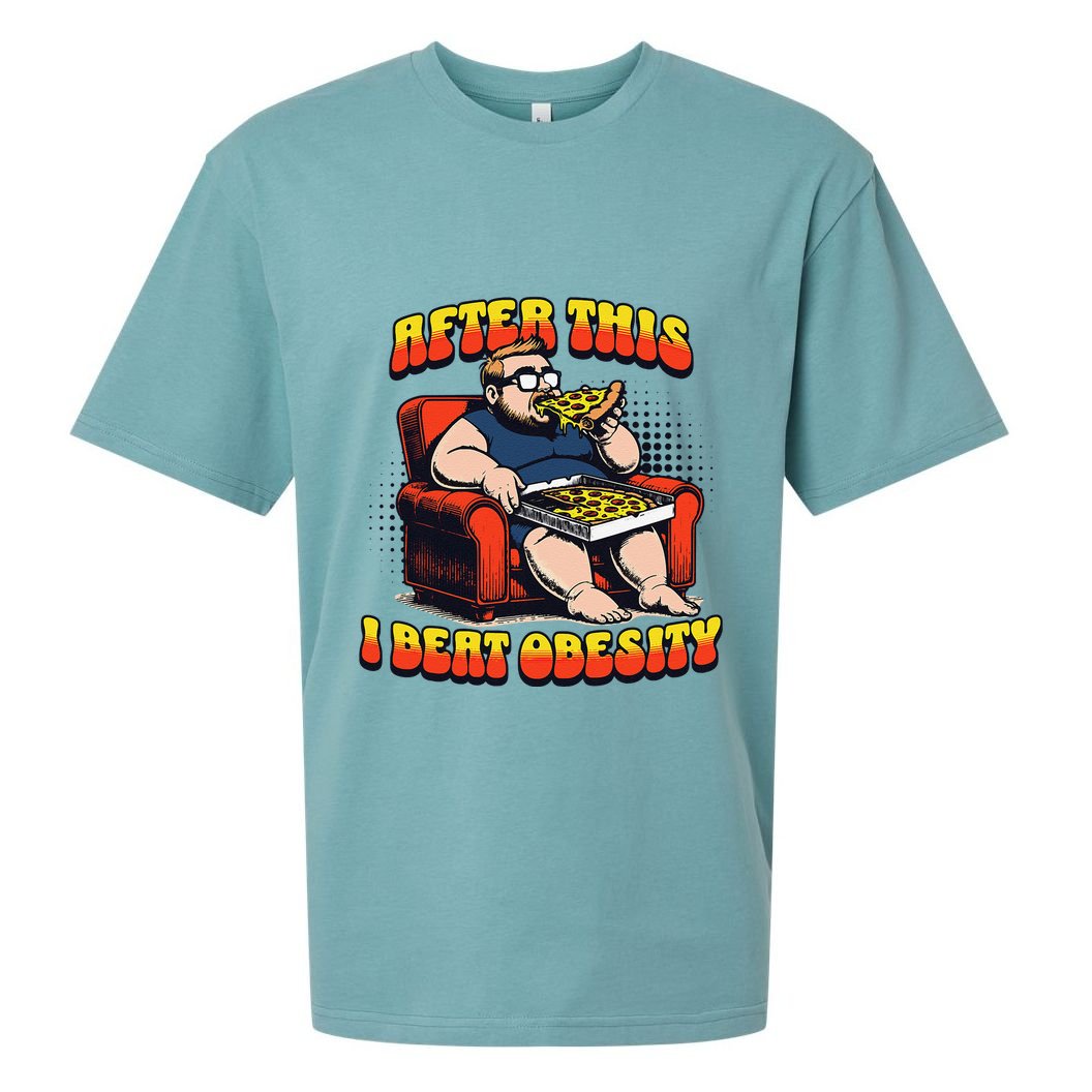 Eat Pizza And Beat Obesity Sueded Cloud Jersey T-Shirt