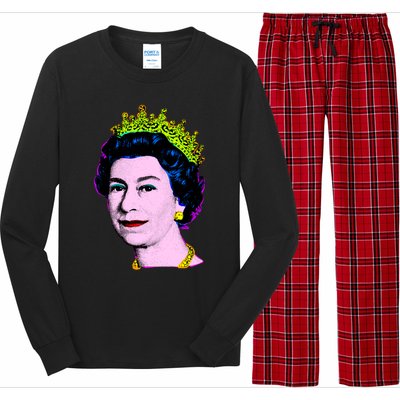 Elizabeth Pop Art Portrait Coronation Queen Of England Cool Gift Long Sleeve Pajama Set