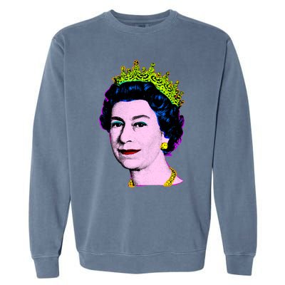 Elizabeth Pop Art Portrait Coronation Queen Of England Cool Gift Garment-Dyed Sweatshirt