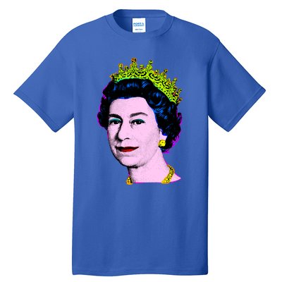 Elizabeth Pop Art Portrait Coronation Queen Of England Cool Gift Tall T-Shirt