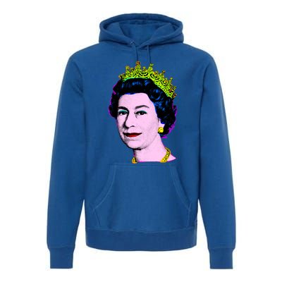 Elizabeth Pop Art Portrait Coronation Queen Of England Cool Gift Premium Hoodie