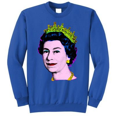 Elizabeth Pop Art Portrait Coronation Queen Of England Cool Gift Tall Sweatshirt