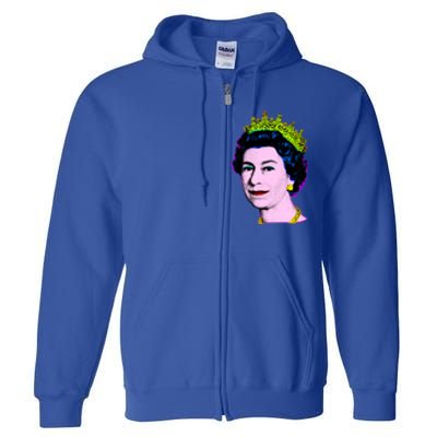 Elizabeth Pop Art Portrait Coronation Queen Of England Cool Gift Full Zip Hoodie