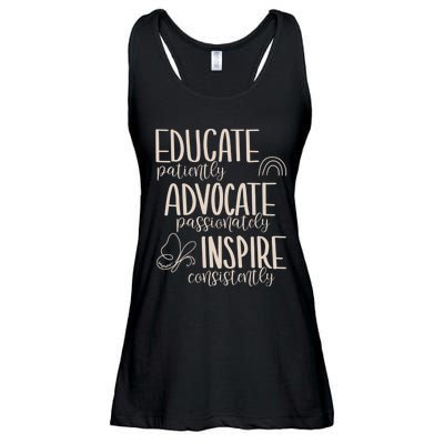 Educate Patiently Advocate Passionately Inspire Consistently Ladies Essential Flowy Tank