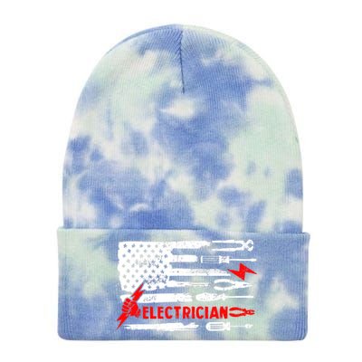 Electrician Patriotic American Flag Electrician Gift Tie Dye 12in Knit Beanie