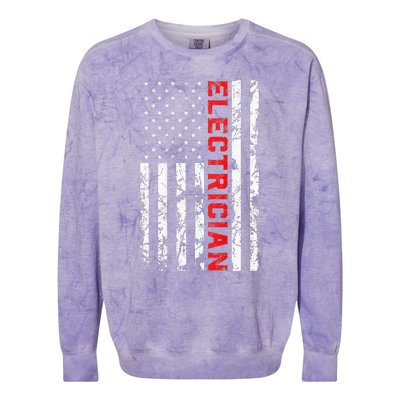 Electrician Patriotic American flag electrician father day Colorblast Crewneck Sweatshirt