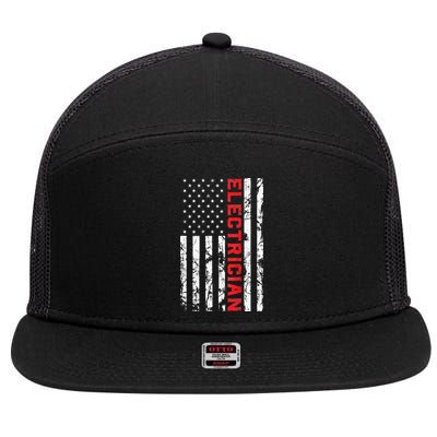 Electrician Patriotic American flag electrician father day 7 Panel Mesh Trucker Snapback Hat