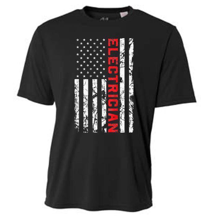 Electrician Patriotic American flag electrician father day Cooling Performance Crew T-Shirt