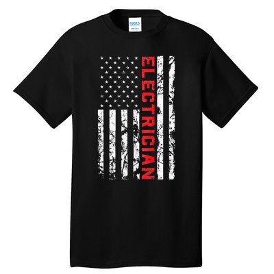 Electrician Patriotic American flag electrician father day Tall T-Shirt