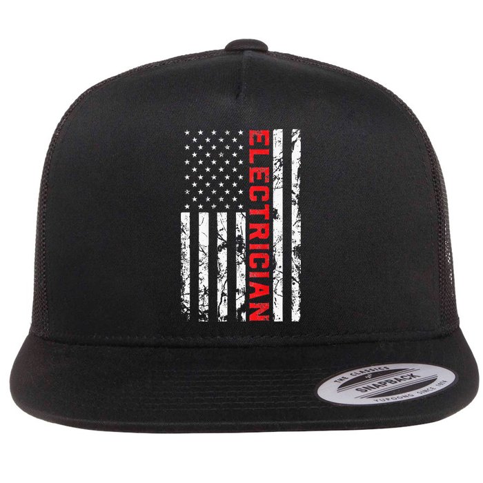 Electrician Patriotic American flag electrician father day Flatbill Hat