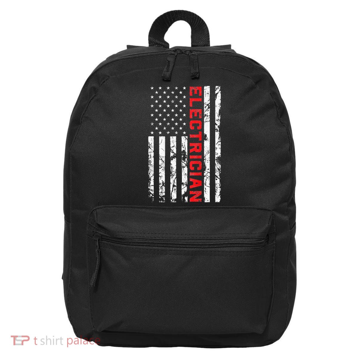 Electrician Patriotic American flag electrician father day 16 in Basic Backpack