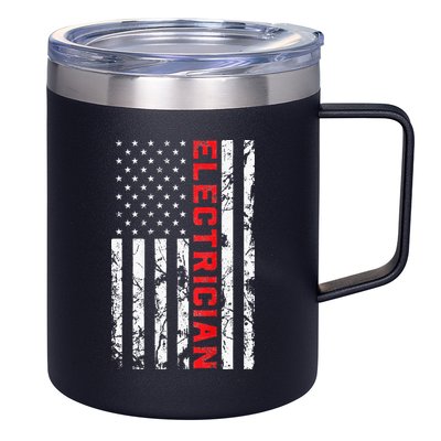 Electrician Patriotic American flag electrician father day 12oz Stainless Steel Coffee Mug