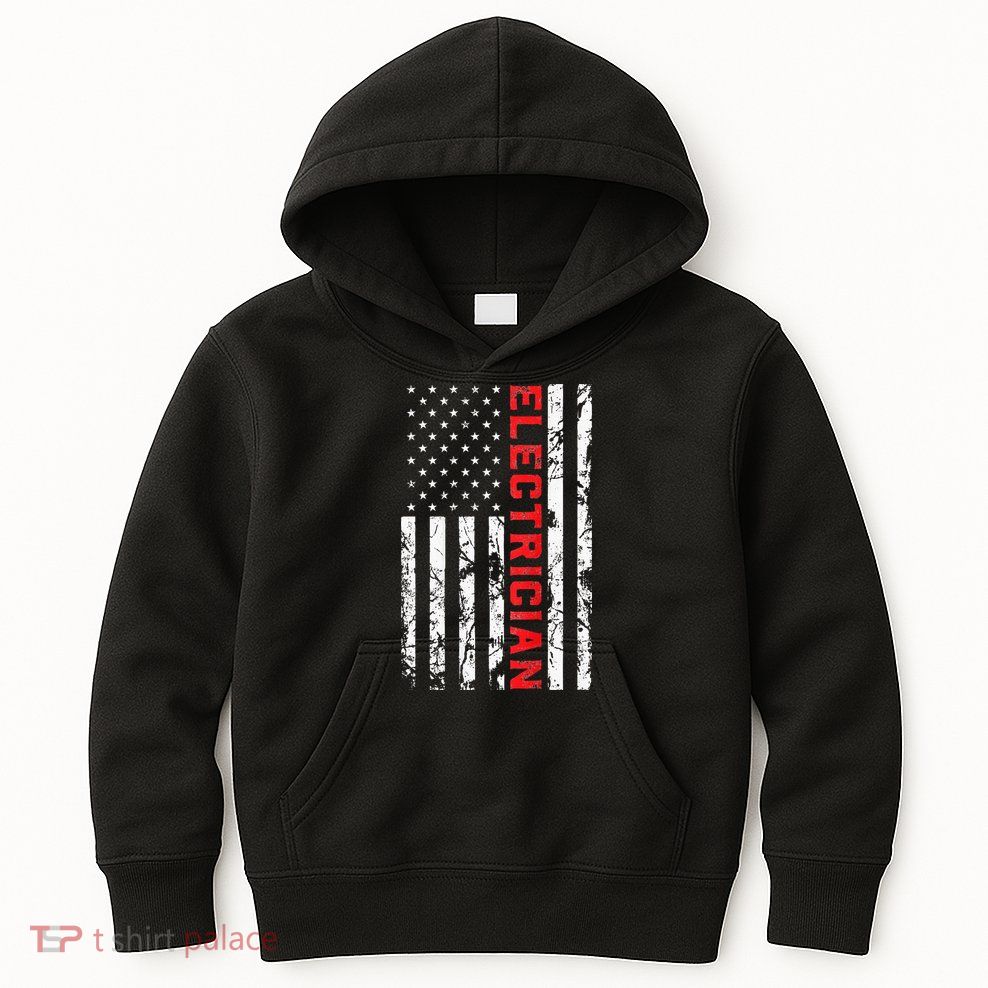 Electrician Patriotic American flag electrician father day Kids Hoodie