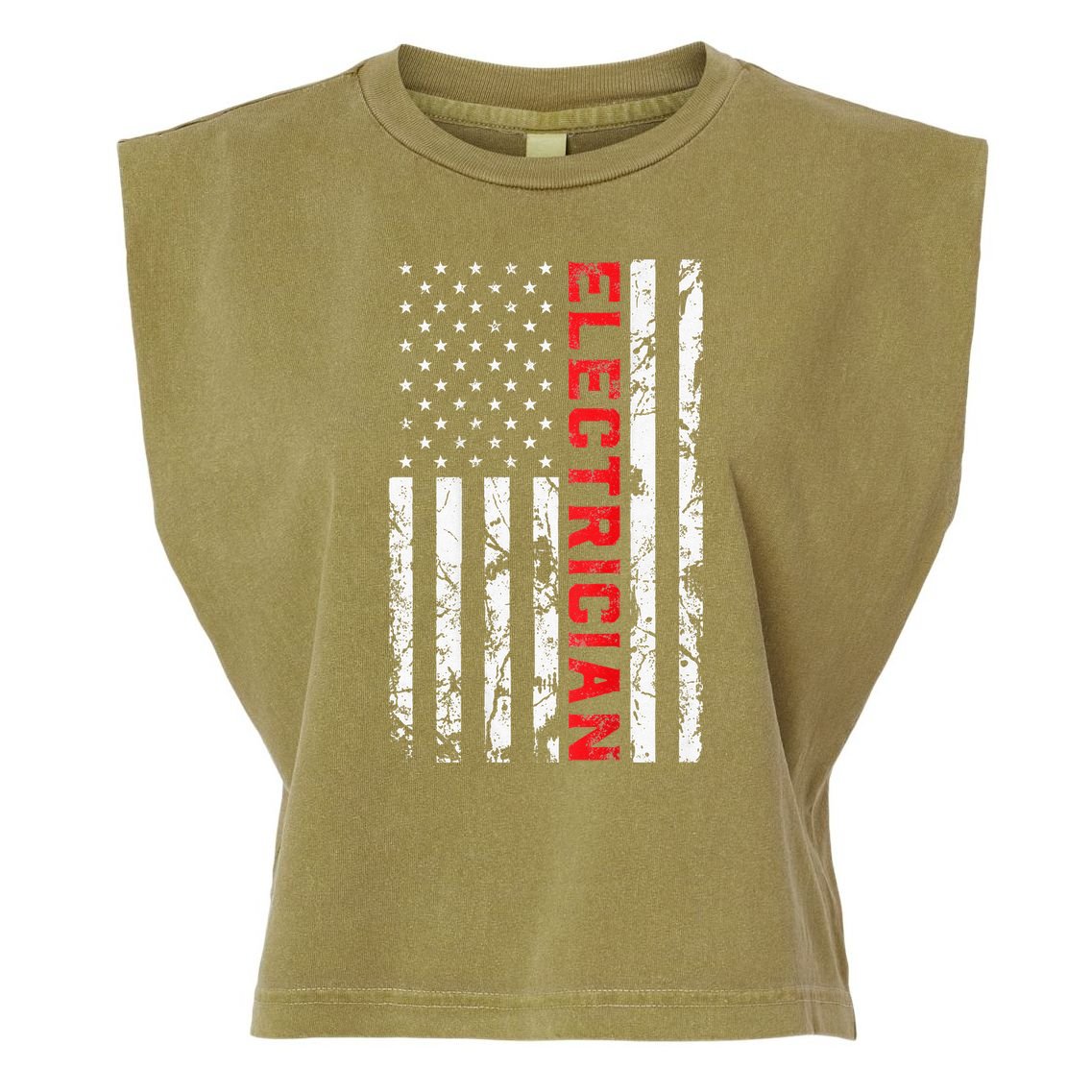 Electrician Patriotic American flag electrician father day Garment-Dyed Women's Muscle Tee