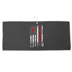 Electrician Patriotic American Flag Electrician Gift Large Microfiber Waffle Golf Towel