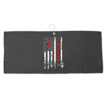 Electrician Patriotic American Flag Electrician Gift Large Microfiber Waffle Golf Towel