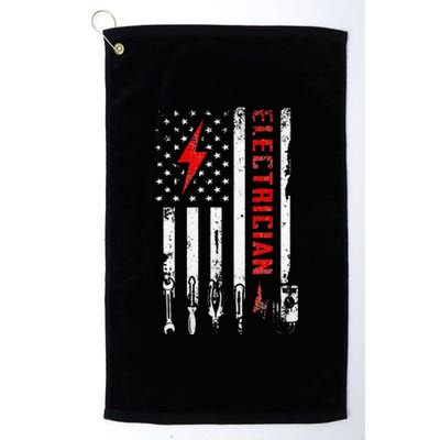 Electrician Patriotic American Flag Electrician Gift Platinum Collection Golf Towel