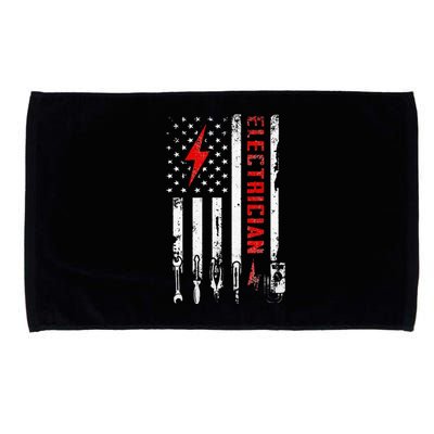 Electrician Patriotic American Flag Electrician Gift Microfiber Hand Towel