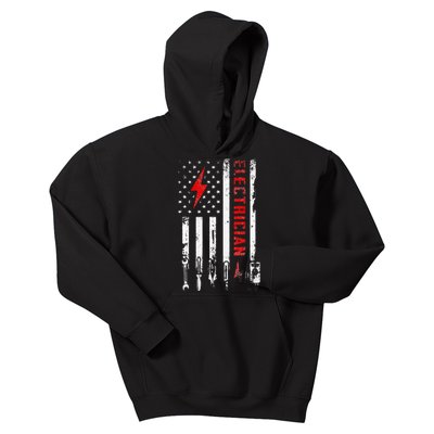 Electrician Patriotic American Flag Electrician Gift Kids Hoodie