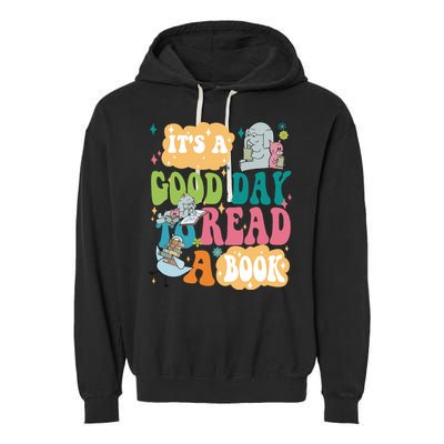 Elephant Piggie And Pigeon Its A Good Day To Read A Book Back To Scho Garment-Dyed Fleece Hoodie