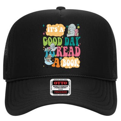 Elephant Piggie And Pigeon Its A Good Day To Read A Book Back To Scho High Crown Mesh Back Trucker Hat