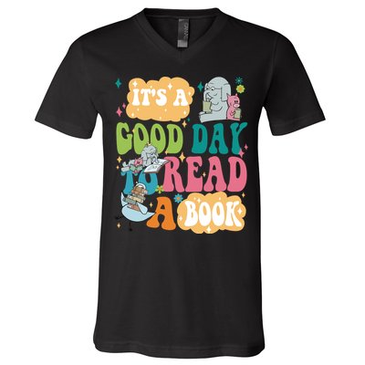 Elephant Piggie And Pigeon Its A Good Day To Read A Book Back To Scho V-Neck T-Shirt