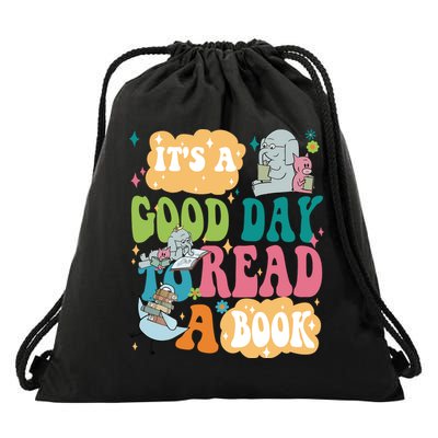 Elephant Piggie And Pigeon Its A Good Day To Read A Book Back To Scho Drawstring Bag