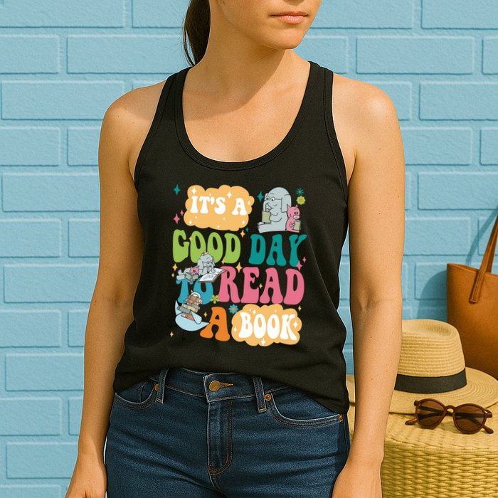 Elephant Piggie And Pigeon Its A Good Day To Read A Book Back To Scho Womens Tank Top