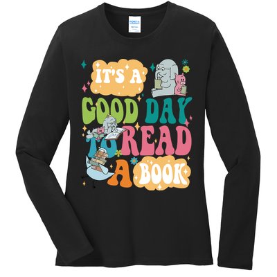 Elephant Piggie And Pigeon Its A Good Day To Read A Book Back To Scho Ladies Long Sleeve Shirt