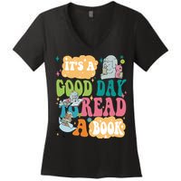 Elephant Piggie And Pigeon Its A Good Day To Read A Book Back To Scho Women's V-Neck T-Shirt