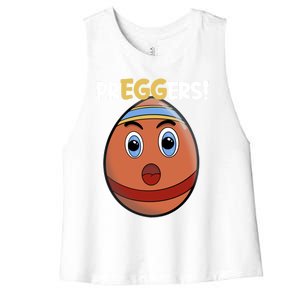 Easter Pregnancy Announcet Egg Expecting Mom Dad Preggers Gift Women's Racerback Cropped Tank