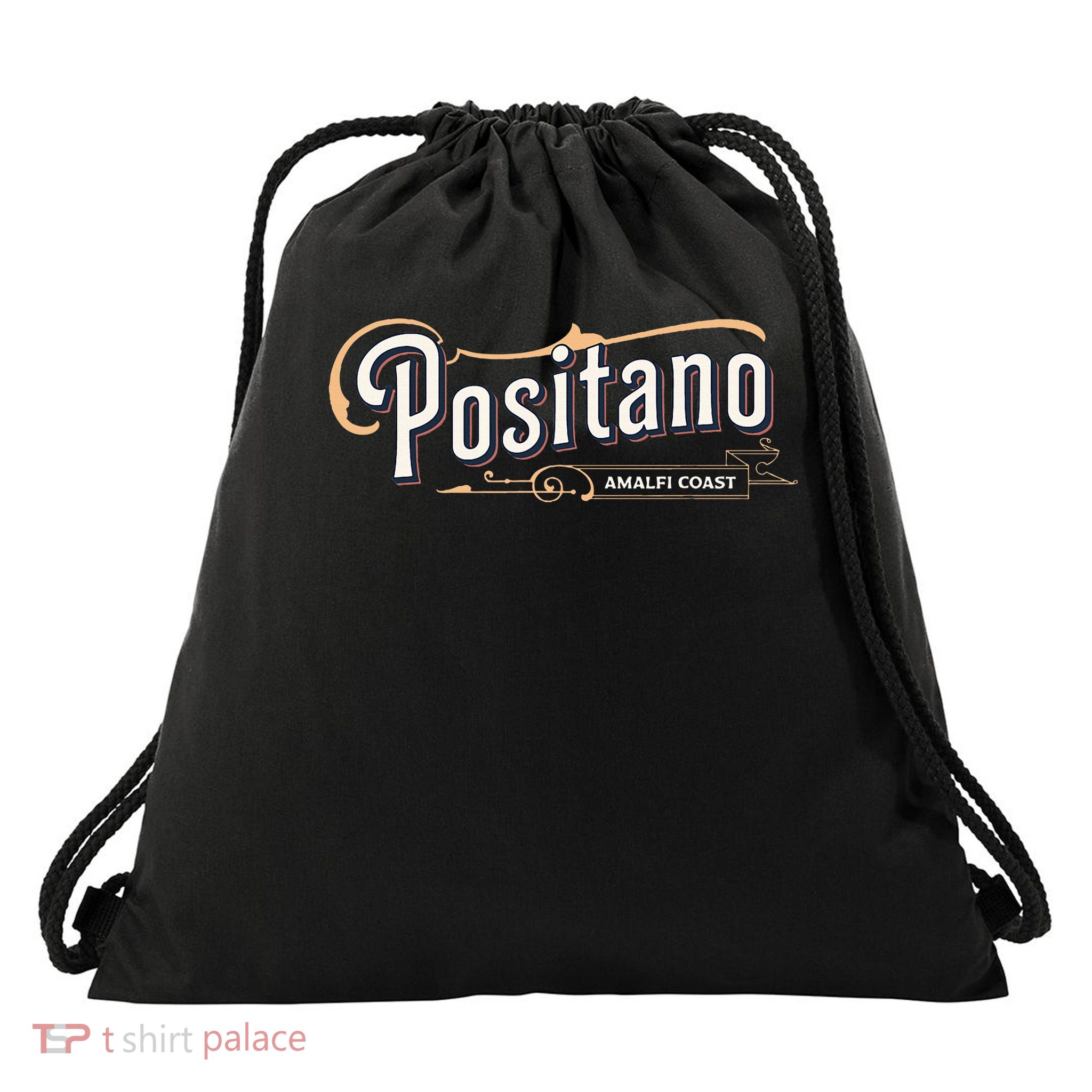 Elegant Positano Amalfi Coast Drawstring Bag