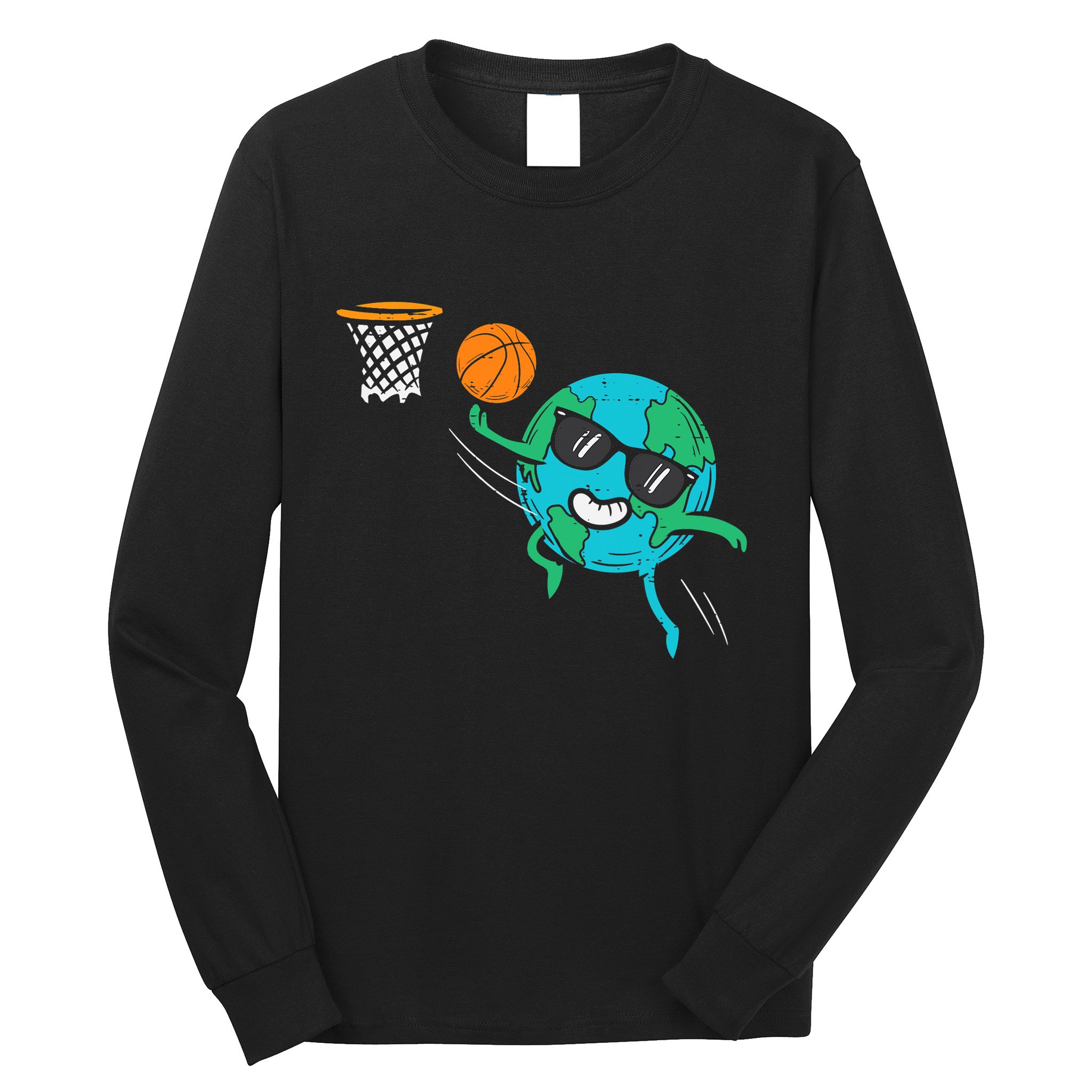 Earth Playing Basketball Earth Day Sports Men Women Long Sleeve Shirt