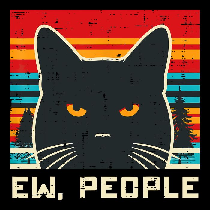 Ew People Black Cat Saying Introvert Mousepad