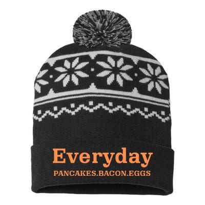 Everyday Pancakes Bacon Eggs Funny USA-Made Snowflake Beanie