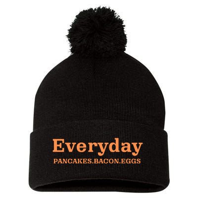 Everyday Pancakes Bacon Eggs Funny Pom Pom 12in Knit Beanie