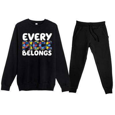 Every Piece Belongs Autism Awareness Premium Crewneck Sweatsuit Set