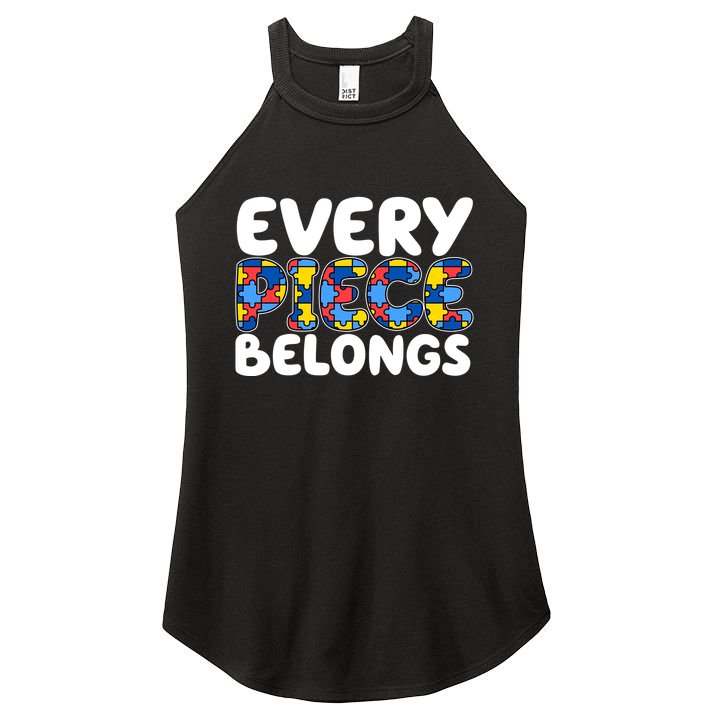 Every Piece Belongs Autism Awareness Women's Perfect Tri Rocker Tank
