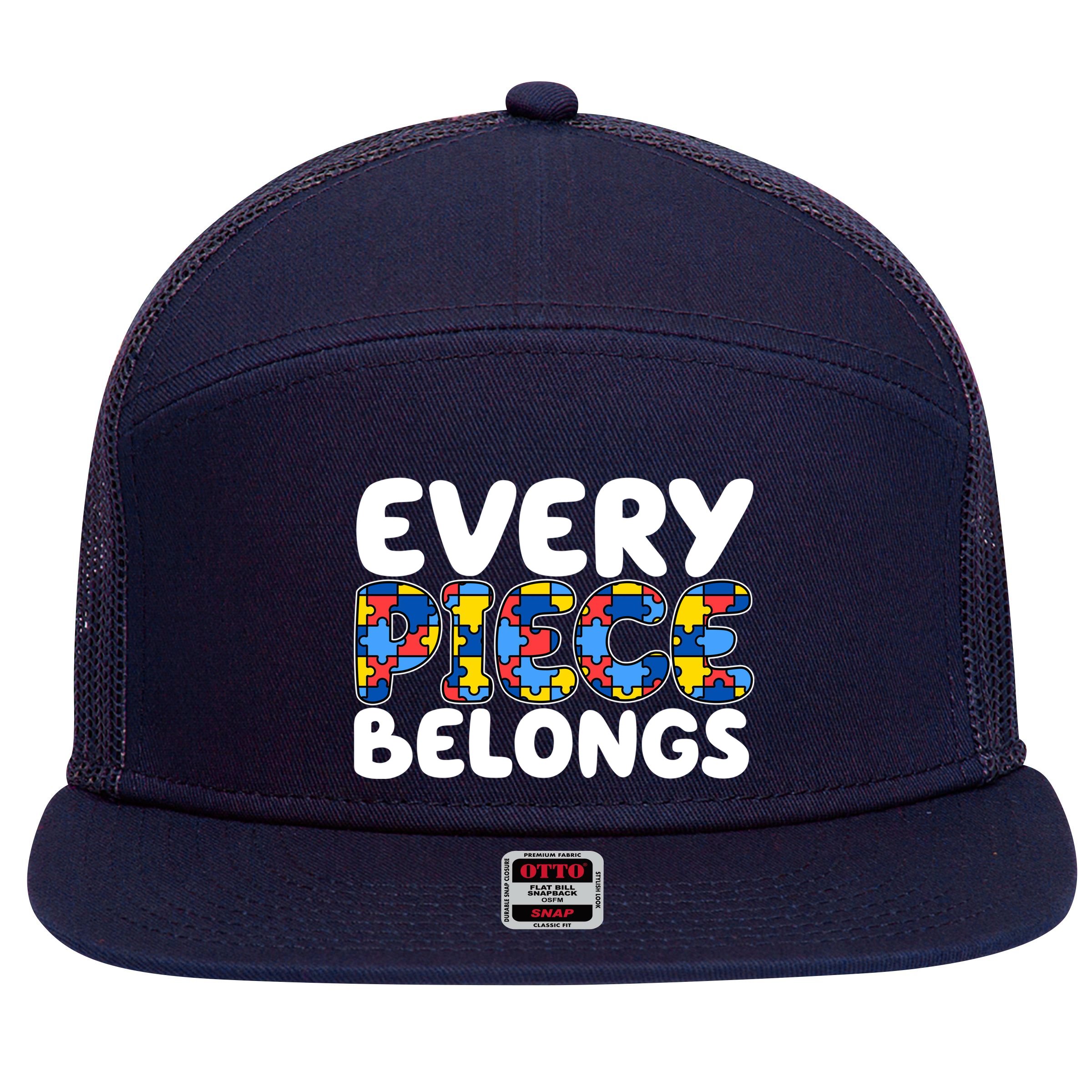 Every Piece Belongs Autism Awareness 7 Panel Mesh Trucker Snapback Hat