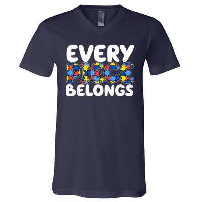 Every Piece Belongs Autism Awareness V-Neck T-Shirt