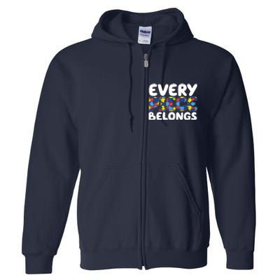 Every Piece Belongs Autism Awareness Full Zip Hoodie