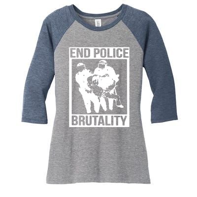 End Police Brutality Women's Tri-Blend 3/4-Sleeve Raglan Shirt