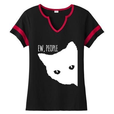 Ew People Cat Cats Meow Kitty Lovers Hate People Gift Meaningful Gift Ladies Halftime Notch Neck Tee